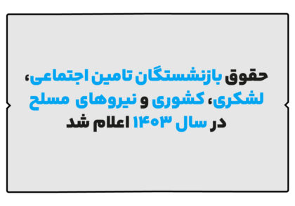 حقوق بازنشستگان تامین اجتماعی، لشکری، کشوری و نیروهای مسلح در 1403 اعلام شد