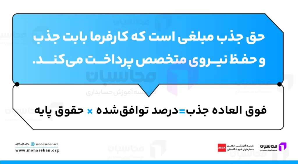 حق جذب چیست؟ نحوه ثبت حق جذب در فیش حقوقی 3 فرمول محاسبه فوق العاده حق جذب